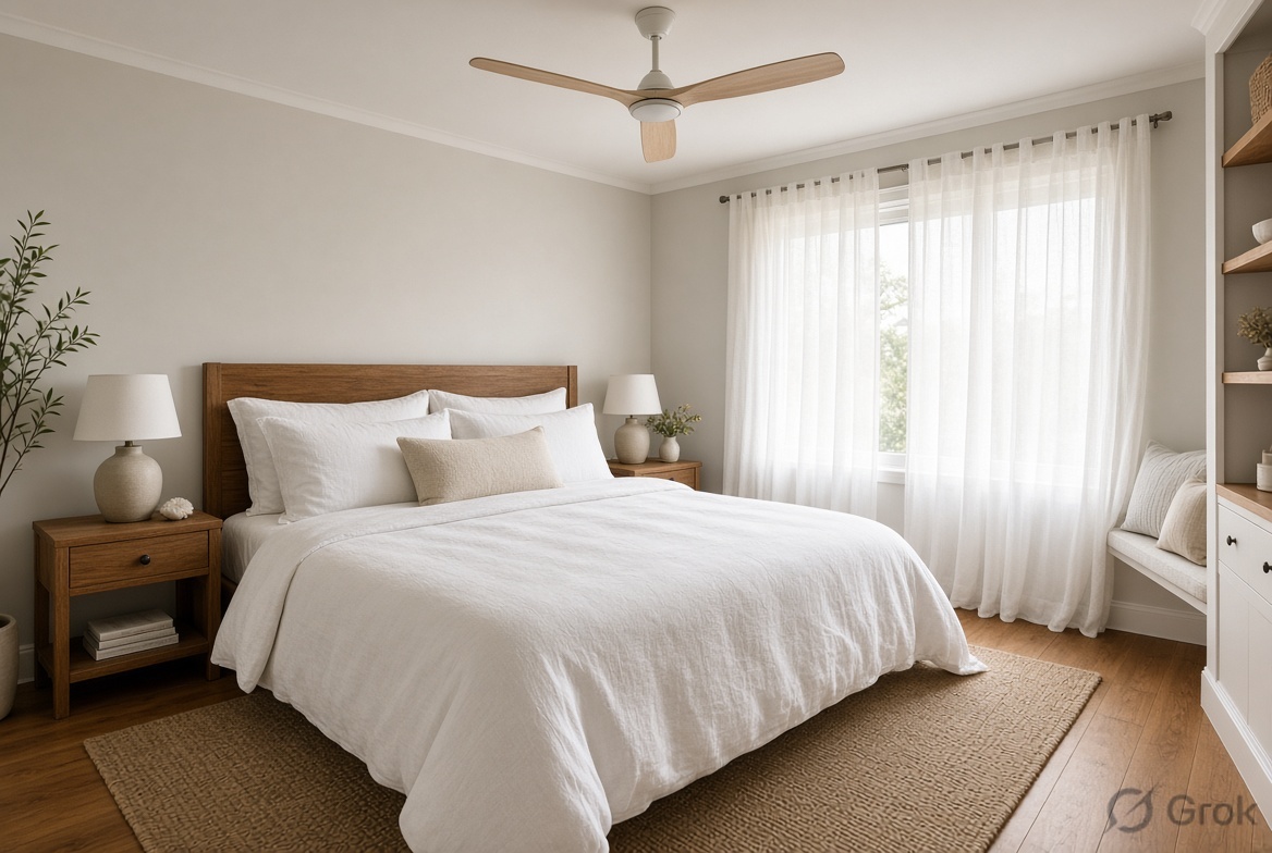 Queen bedroom with linen